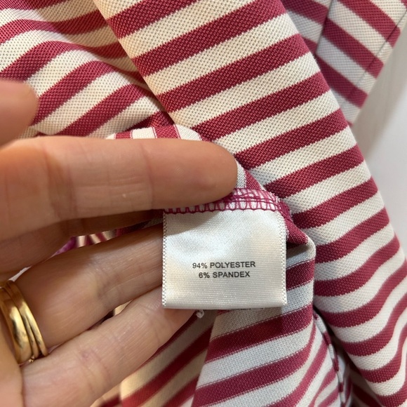 Peter Millar Summer Comfort Polo Men's L Pink Striped Chest Pocket Stretch Golf - Picture 7 of 8